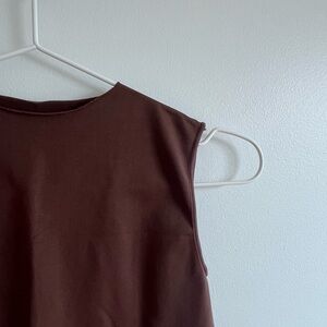 Skims Essential Sleeveless Crewneck Thong Bodysuit in Cacao